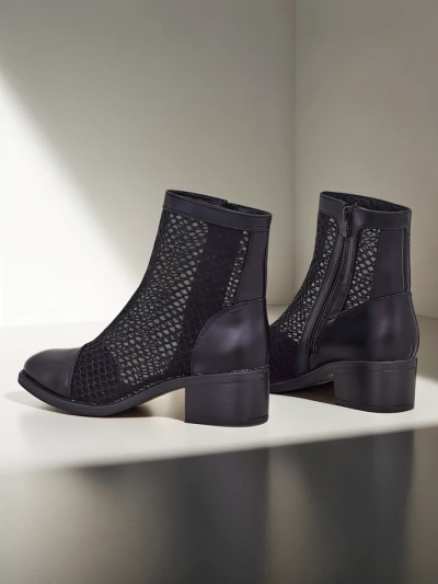 Royalfashion Perforated Women's Low Heeled Ankle Boots Rowices
