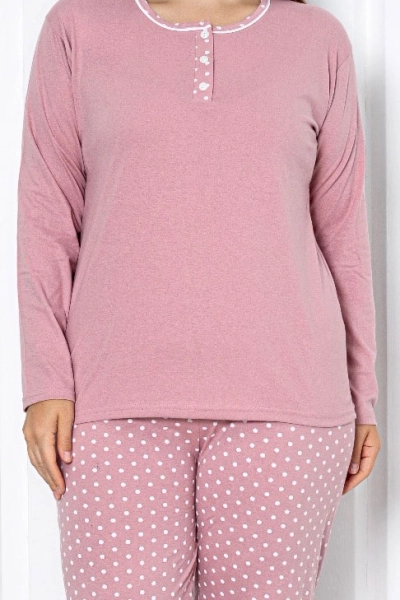 Royalfashion Naiste puuvillane 2-osaline polka täpi pidžaama PLUS SIZE