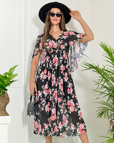 Royalfashion Naiste plisseeritud lilleline midi-kleit