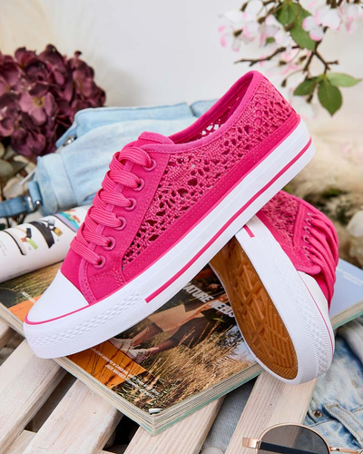 Женские кеды Callista Fuksja - легкая ткань, плоская подошва 2,5 см