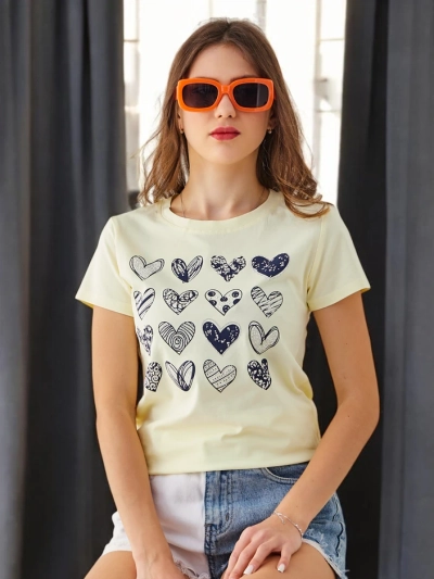 Royalfashion Women's Cotton T-shirt A lot of Hearts