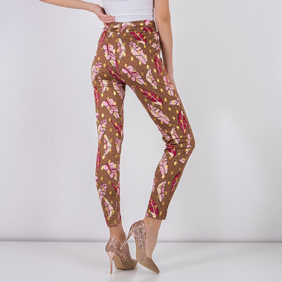 Коричневые женские штаны с принтом