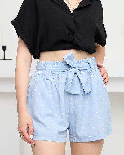 Naiste sinise mustriga riidest lillelised lühikesed püksid - Riietus
