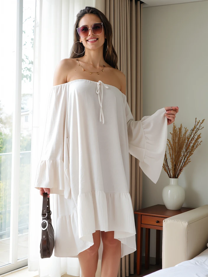 Royalfashion Women's dress a'la Spanish with ruffles oversized