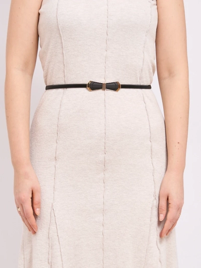 Women's metal belt Melina black with a decorative glamour buckle