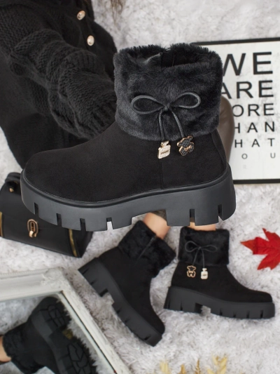 Women's High Eco Suede Ankle Boots with Fur Vernaya