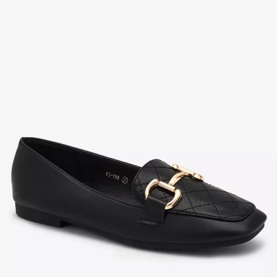 Royalfashion Mustad naiste tikitud mokasiinid kuldse kaunistusega Wetifa