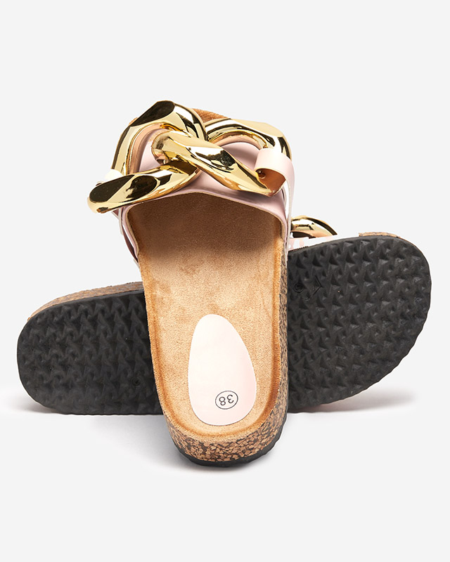 Тапочки женские розовые с украшением Sofig- Footwear