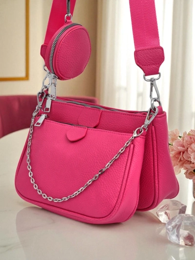 Aurelia Fuchsia Women's Leather Mini Handbag with Chain