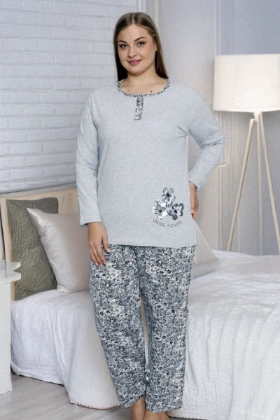 Royalfashion cotton weomen 2-piese pajamas in fjowers PLUS SIZE