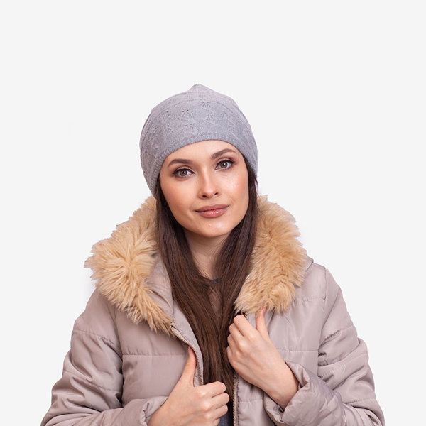 Gray warm ladies double layer hat - Accessories