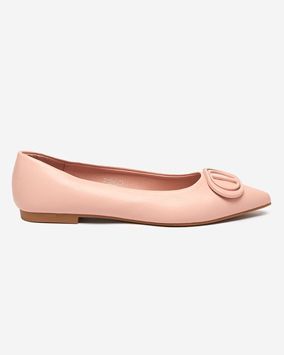 Women's pink pointed ballerinas with an ornament on the toe Manico - Footwear