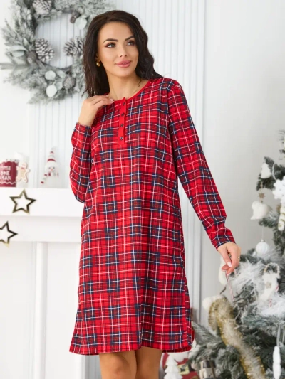 Royalfashion Cotton checkered women's nightshirt