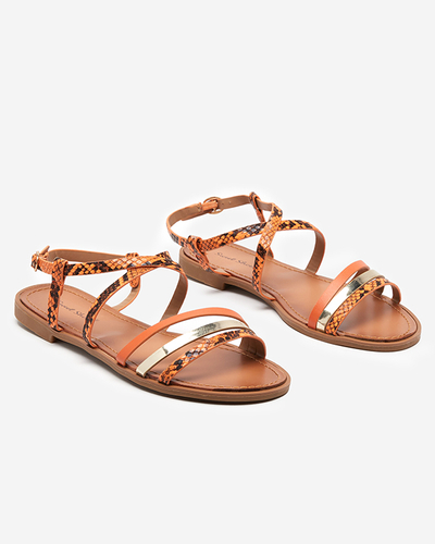 Orange women's sandals a'la snake skin Elione - Footwear