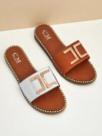 Royalfashion Women's eco-leather slides with decoration Gildra