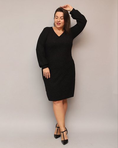 Royalfashion Glittery naiste kleit enne põlve must PLUS SIZE