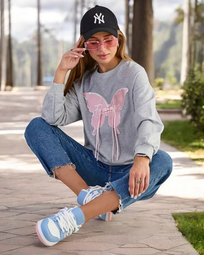 Royalfashion Women's Cotton Thin Print Sweatshirt