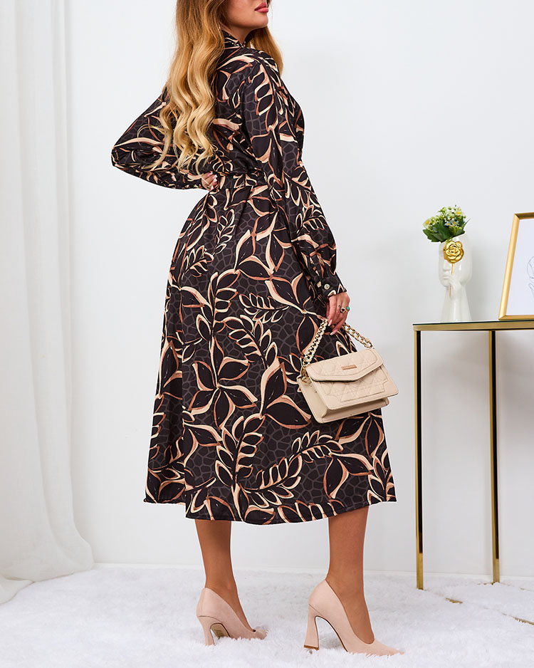 Royalfashion Musta ja helepruuni mustriga naiste maxikleit