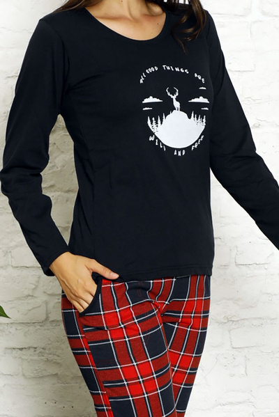 Royalfashion Women's pajamas in navy blue and red