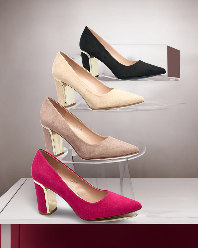 Royalfashion Beige women's eco suede post pumps Afrogosa