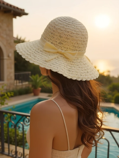 Royalfashion Женская соломенная шляпа с очаровательным бантом