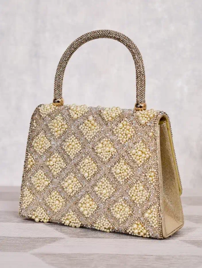 Royalfashion Small women's handbag with rhinestones and pearls