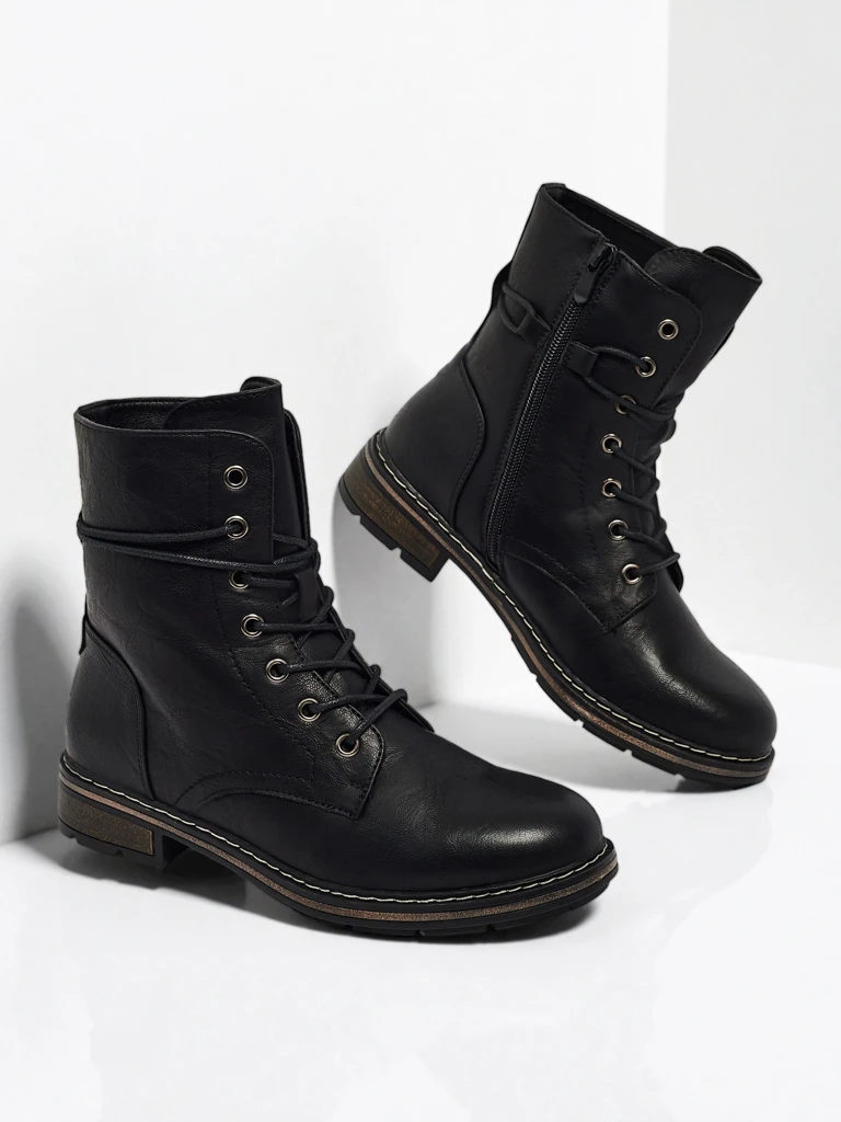 Eco-leather laced women's ankle boots Ravonna