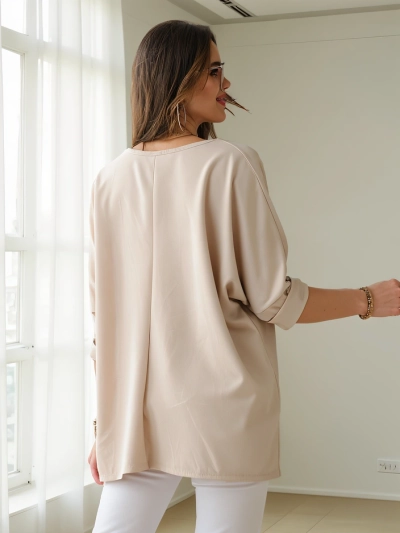 Royalfashion Naiste viskoosist pluus sädeleva kirjatükiga