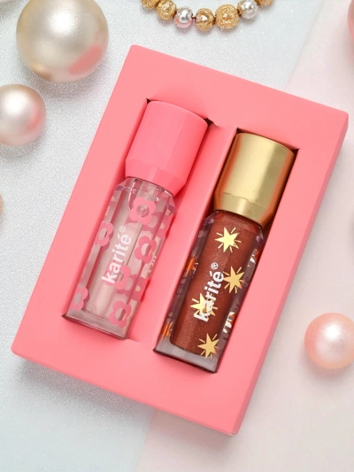 2-in-1 Glitter Lip Gloss and Clear Lip Gloss Bronze