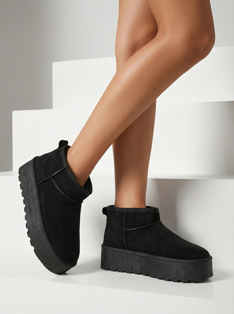 Royalfashion Женские снежные ботинки на платформе a'la черного цвета Dagodo