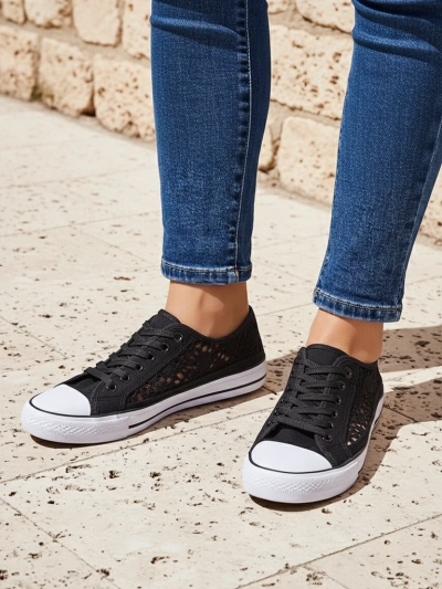 Calista Nero women's lace sneakers, breathable – Summer/Spring collection