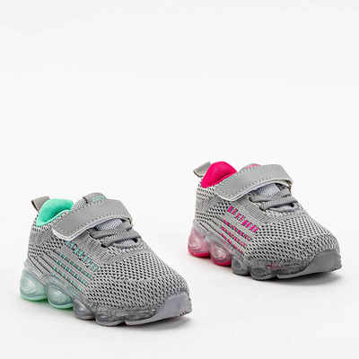 Gray children's sports shoes with mint Dons elements - Footwear