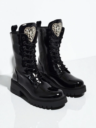 Emelune patent lace-up women's ankle boots