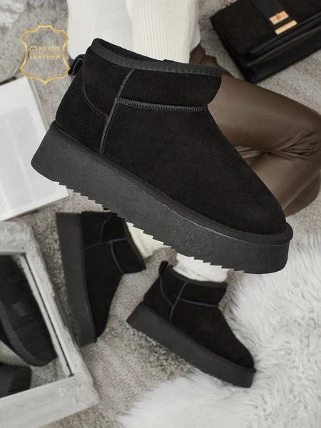 Lühikesed naturaalsest nahast naiste a'la saapad Elunara