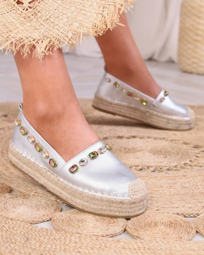 Женские серебристые эспадрильи с кристаллами Ziennie - Обувь