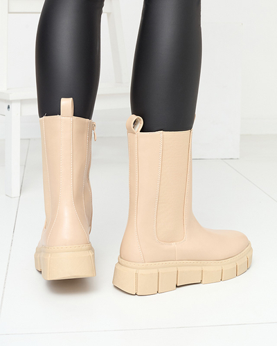 Women's platform boots in beige Couell- Footwear