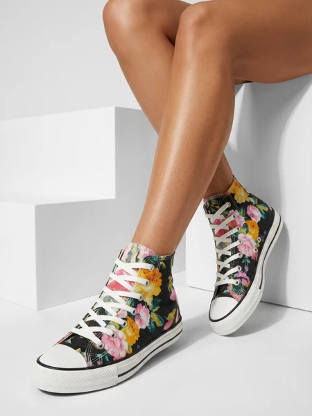 Royalfashion Women's high graphite sneakers with Fahenna colorful floral print