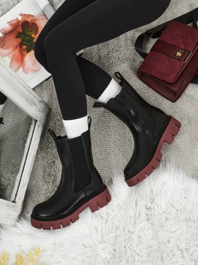 High eco-leather women's ankle boots with a colorful sole Dorvella