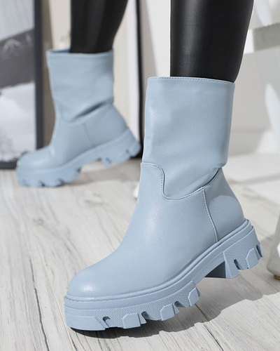 Blue women's slip-on boots with Mekira insulation - Footwear