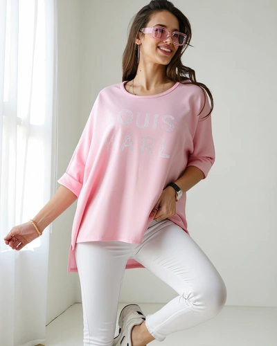 Блузка женская из вискозы Royalfashion с inscriptions из страз