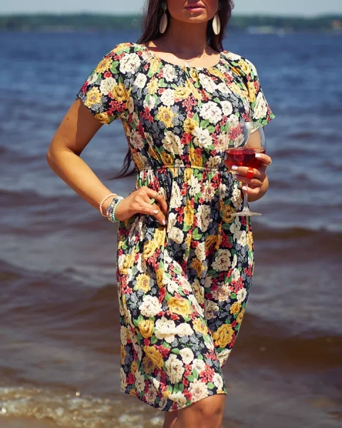 Royalfashion Naiste lilleline minikleit a'la hiszpanka must