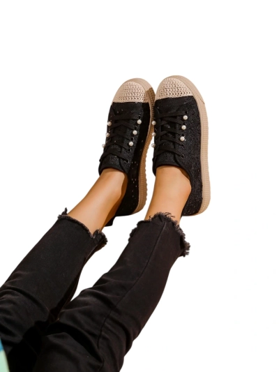 Royalfashion Women's lace sneakers with sequins Nille