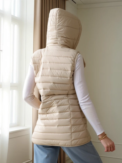 Royalfashion Women's sleeveless jacket with detachable hood