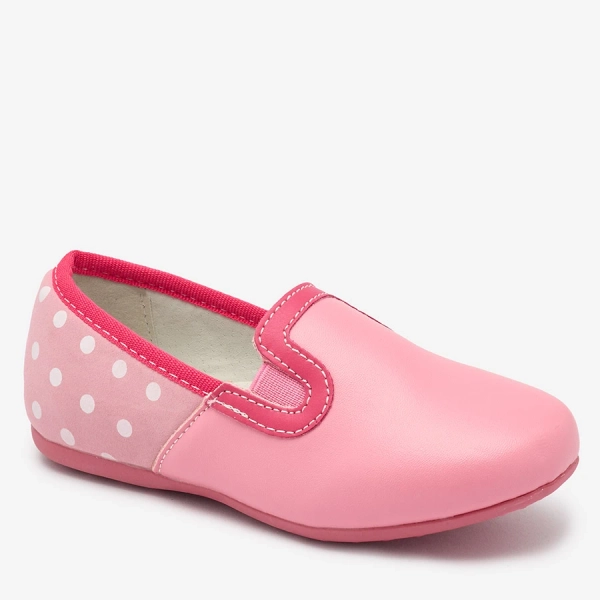 Розовые полуботинки для девочек из экокожи с гороховым принтом Rellme- Footwear