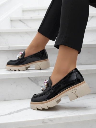 Livia Elegante - Black Luxury Flat Heel Loafers