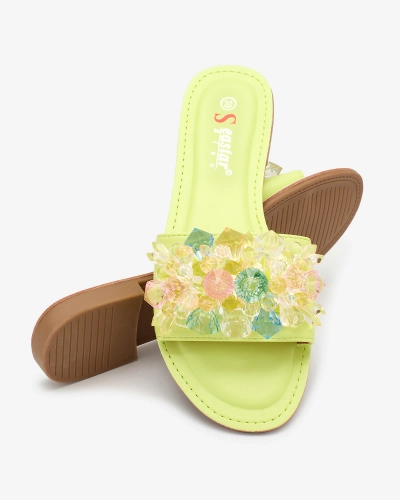 Royalfashion Neoonrohelised värviliste kristallidega naiste flip-flops Bling Breeze