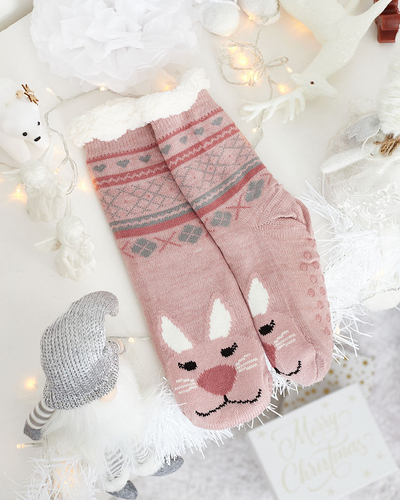 Red women's socks with Christmas pattern - Underwear