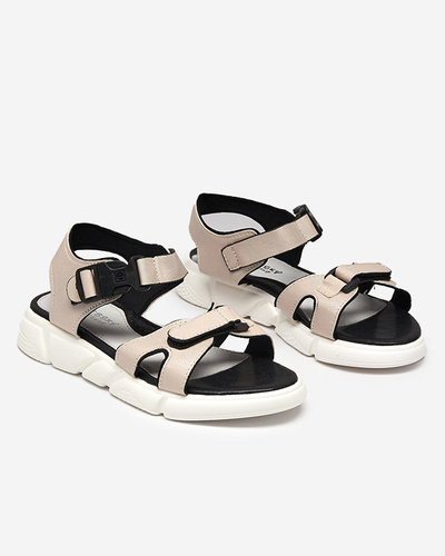 Shiny children's sandals in beige Leepe - Footwear