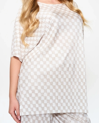 Beež naiste plisseeritud mustriline komplekt - Rõivad