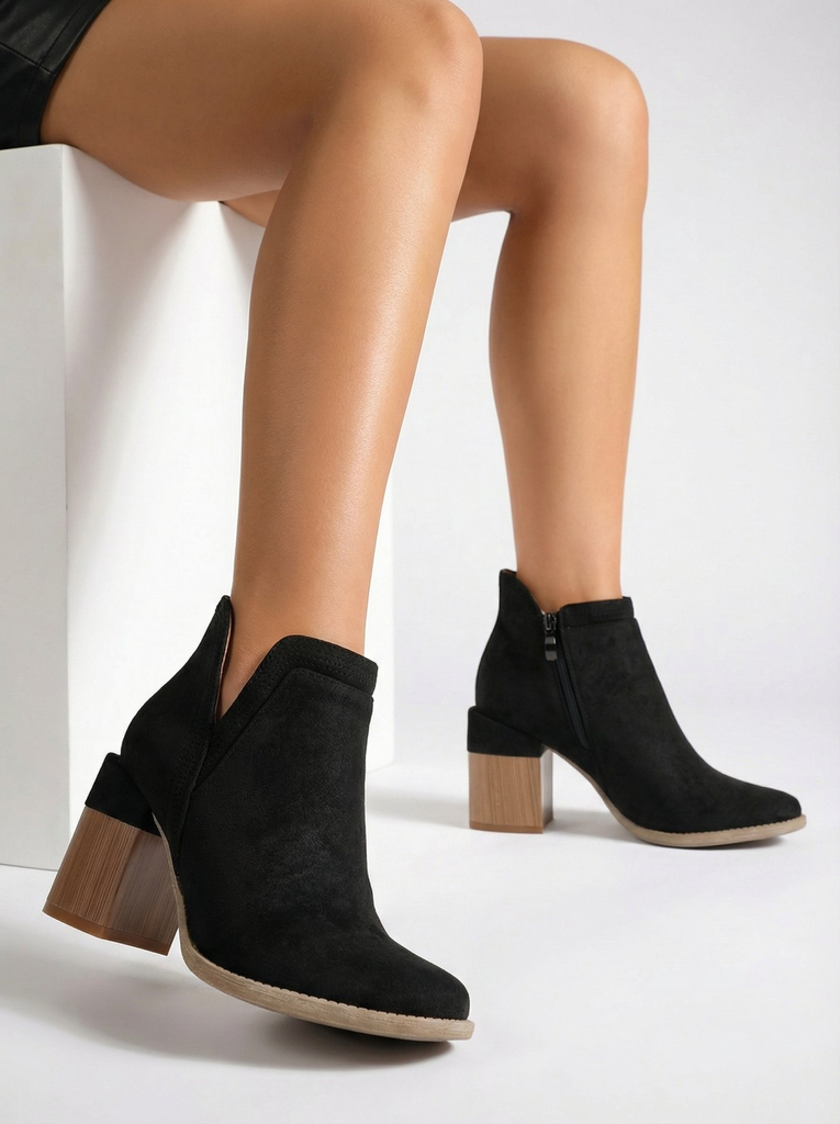 Royalfashion Black Lemere square heeled boots